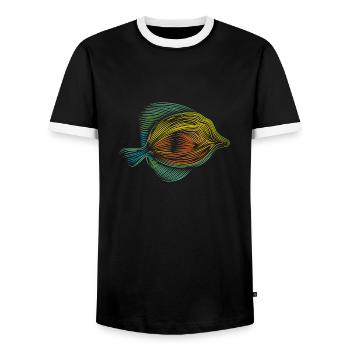 Bunter Fisch - Männer Kontrast-T-Shirt - Schwarz/Weiß - Vorne - AI Model Female 172 light (172cm) & AI Model Male 178 light (178cm)