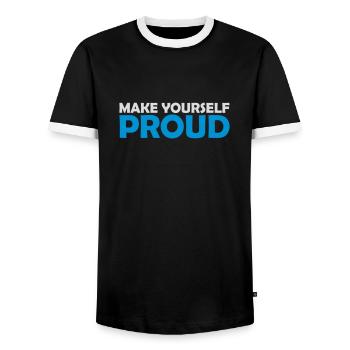 make yourself proud Zitat - Männer Kontrast-T-Shirt - Schwarz/Weiß - Vorne - AI Model Female 172 light (172cm) & AI Model Male 178 light (178cm)