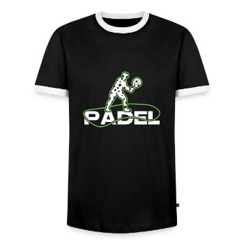 Padel Padel Tennis Padel Tennis Player Padel Star - Men's Ringer Shirt - black/white - Front - AI Model Female 172 light (172cm) & AI Model Male 178 light (178cm)