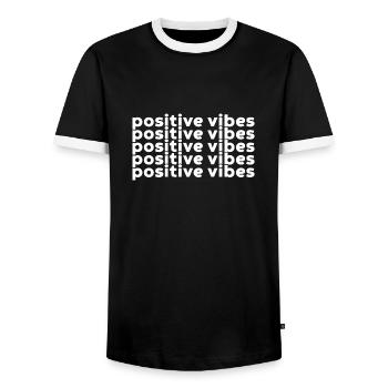 Positive Vibes (White) - Men's Ringer Shirt - black/white - Front - AI Model Female 172 light (172cm) & AI Model Male 178 light (178cm)