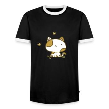 Chat mignon - T-shirt contrasté Homme - noir/blanc - Devant - AI Model Female 172 light (172cm) & AI Model Male 178 light (178cm)