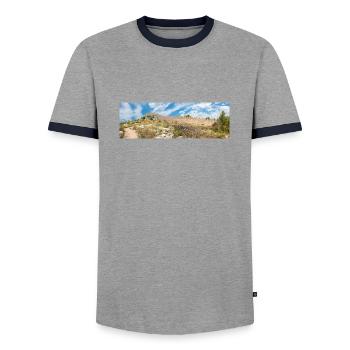 Die Mauer von Oštrica (Bedem Grebastica) Kroatien - Männer Kontrast-T-Shirt - Grau/Navy  - Vorne - AI Model Female 172 light (172cm) & AI Model Male 178 light (178cm)