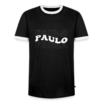 Funny Paulo Groovy 4 Männer Frauen Cool Paulo Batikfarbe - Männer Kontrast-T-Shirt - Schwarz/Weiß - Vorne - AI Model Female 172 light (172cm) & AI Model Male 178 light (178cm)