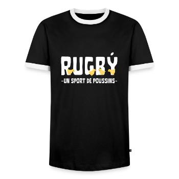 Rugby un sport de poussins - T-shirt contrasté Homme - noir/blanc - Devant - AI Model Female 172 light (172cm) & AI Model Male 178 light (178cm)