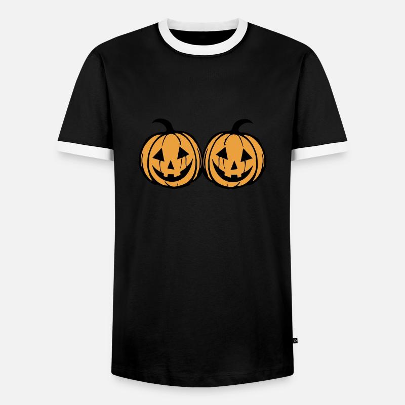 Pumpkin Face - Men's Ringer Shirt - black/white