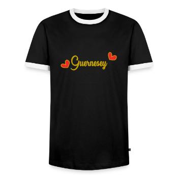 GUERNESEY. ÎLE. ANGLETERRE - T-shirt contrasté Homme - noir/blanc - Devant - AI Model Female 172 light (172cm) & AI Model Male 178 light (178cm)