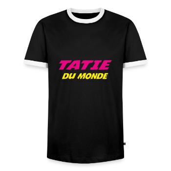 MEILLEURE TATIE DU MONDE 44376 - T-shirt contrasté Homme - noir/blanc - Devant - AI Model Female 172 light (172cm) & AI Model Male 178 light (178cm)