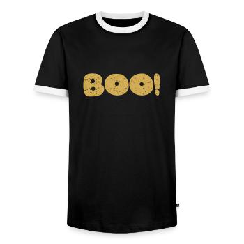 Boo - Männer Kontrast-T-Shirt - Schwarz/Weiß - Vorne - AI Model Female 172 light (172cm) & AI Model Male 178 light (178cm)