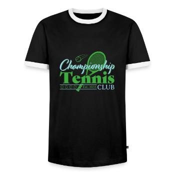 Tennis Club - Blue - Männer Kontrast-T-Shirt - Schwarz/Weiß - Vorne - AI Model Female 172 light (172cm) & AI Model Male 178 light (178cm)