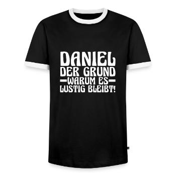 Prénom Daniel - T-shirt contrasté Homme - noir/blanc - Devant - AI Model Female 172 light (172cm) & AI Model Male 178 light (178cm)