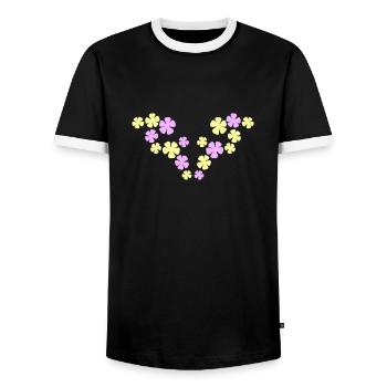 Many Pretty Flowers Colorful Decorative Pattern Beautiful - Men's Ringer Shirt - black/white - Front - AI Model Female 172 light (172cm) & AI Model Male 178 light (178cm)