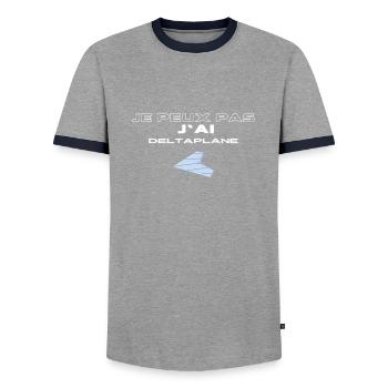 I can't I Hängegleiter Leidenschaft - Männer Kontrast-T-Shirt - Grau/Navy  - Vorne - AI Model Female 172 light (172cm) & AI Model Male 178 light (178cm)
