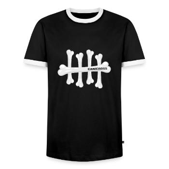 canicross dog sport running with dog dog training - Men's Ringer Shirt - black/white - Front - AI Model Female 172 light (172cm) & AI Model Male 178 light (178cm)