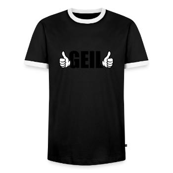 Geil Daumen Hoch - Männer Kontrast-T-Shirt - Schwarz/Weiß - Vorne - AI Model Female 172 light (172cm) & AI Model Male 178 light (178cm)