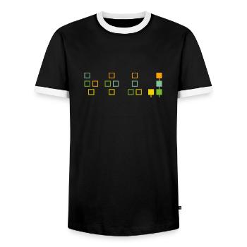 Synthesizer Musician Music keyboard - Men's Ringer Shirt - black/white - Front - AI Model Female 172 light (172cm) & AI Model Male 178 light (178cm)