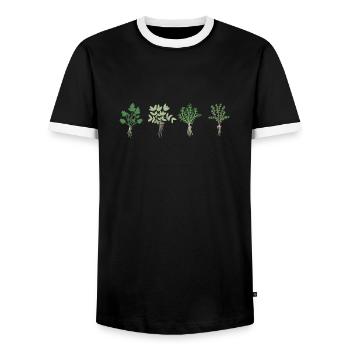Persil, sauge, romarin et thym - T-shirt contrasté Homme - noir/blanc - Devant - AI Model Female 172 light (172cm) & AI Model Male 178 light (178cm)
