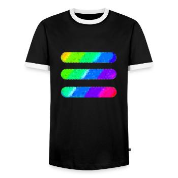 Lignes | Lignes ondulées | symboles | modèles de | Mosaïque - T-shirt contrasté Homme - noir/blanc - Devant - AI Model Female 172 light (172cm) & AI Model Male 178 light (178cm)
