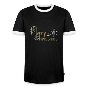 Merry Christmas - Men's Ringer Shirt - black/white - Front - AI Model Female 172 light (172cm) & AI Model Male 178 light (178cm)