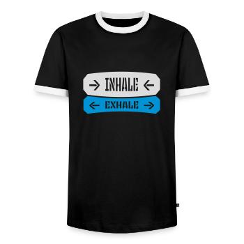 Inspirez expirez Yoga citation - T-shirt contrasté Homme - noir/blanc - Devant - AI Model Female 172 light (172cm) & AI Model Male 178 light (178cm)