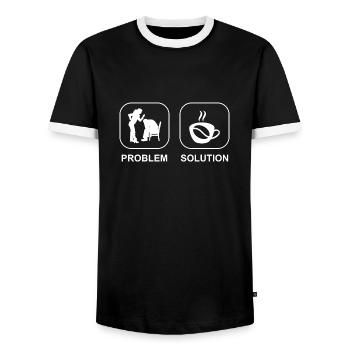 Coffee Cup Coffee Caffeine Gift Coffee Bean - T-shirt contrasté Homme - noir/blanc - Devant - AI Model Female 172 light (172cm) & AI Model Male 178 light (178cm)