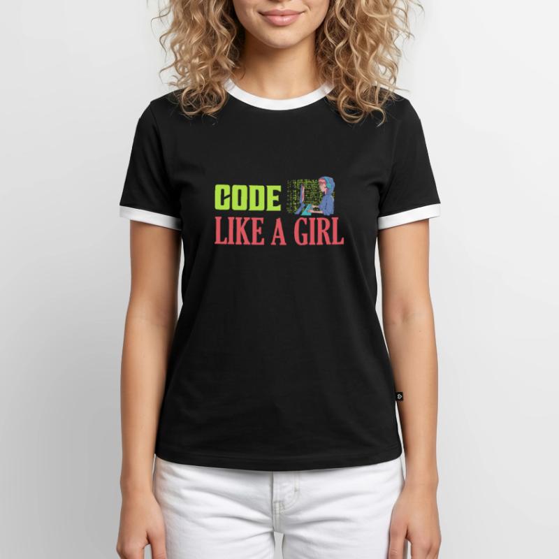 Code Like A Girl Programmer Coding Men's Ringer Shirt