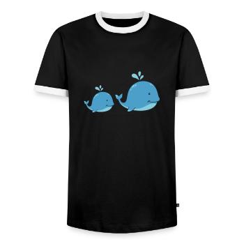 Sweet whales - Men's Ringer Shirt - black/white - Front - AI Model Female 172 light (172cm) & AI Model Male 178 light (178cm)