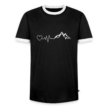 Berge Berg Herzschlag Wandern - Männer Kontrast-T-Shirt - Schwarz/Weiß - Vorne - AI Model Female 172 light (172cm) & AI Model Male 178 light (178cm)