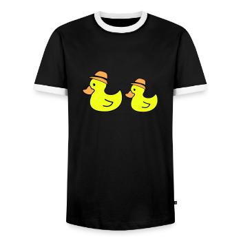 Chapeau de canard - T-shirt contrasté Homme - noir/blanc - Devant - AI Model Female 172 light (172cm) & AI Model Male 178 light (178cm)