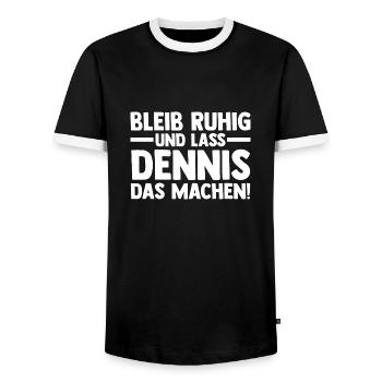 Prénom Dennis - T-shirt contrasté Homme - noir/blanc - Devant - AI Model Female 172 light (172cm) & AI Model Male 178 light (178cm)