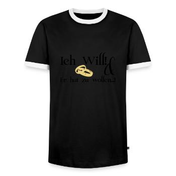 Je veux - T-shirt contrasté Homme - noir/blanc - Devant - AI Model Female 172 light (172cm) & AI Model Male 178 light (178cm)