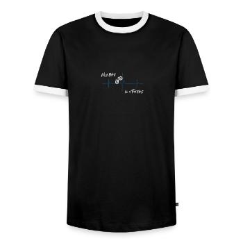 Fatbike Bike Mountainbike Fahrrad MTB Radfahrer - Männer Kontrast-T-Shirt - Schwarz/Weiß - Vorne - AI Model Female 172 light (172cm) & AI Model Male 178 light (178cm)
