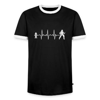 Pompier pompier battement de cœur - T-shirt contrasté Homme - noir/blanc - Devant - AI Model Female 172 light (172cm) & AI Model Male 178 light (178cm)