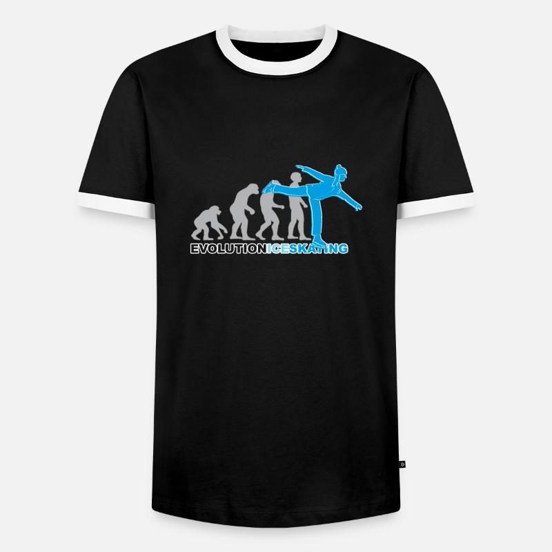 Evolution ice skating, Schlittschuh, Eislaufen - Männer Kontrast-T-Shirt - Schwarz/Weiß
