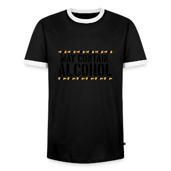 Dire que peut contenir de l’alcool - T-shirt contrasté Homme - noir/blanc - Devant - AI Model Female 172 light (172cm) & AI Model Male 178 light (178cm)