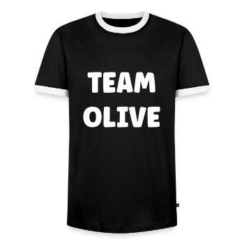 Team olive - T-shirt contrasté Homme - noir/blanc - Devant - AI Model Female 172 light (172cm) & AI Model Male 178 light (178cm)
