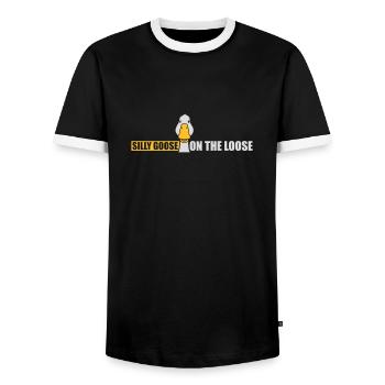 goose on the loose - Männer Kontrast-T-Shirt - Schwarz/Weiß - Vorne - AI Model Female 172 light (172cm) & AI Model Male 178 light (178cm)
