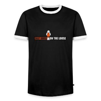 goose on the loose - Männer Kontrast-T-Shirt - Schwarz/Weiß - Vorne - AI Model Female 172 light (172cm) & AI Model Male 178 light (178cm)