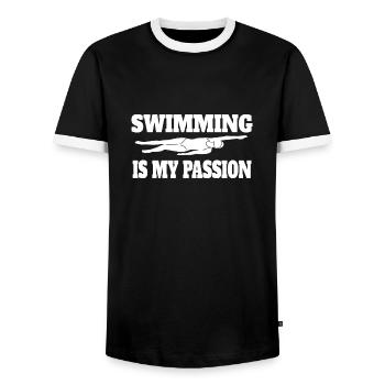 Schwimmerin Schwimmen Frau Schwimmer Schwimmverein - Männer Kontrast-T-Shirt - Schwarz/Weiß - Vorne - AI Model Female 172 light (172cm) & AI Model Male 178 light (178cm)