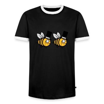 Team Zylinder Hut Bienen - Männer Kontrast-T-Shirt - Schwarz/Weiß - Vorne - AI Model Female 172 light (172cm) & AI Model Male 178 light (178cm)