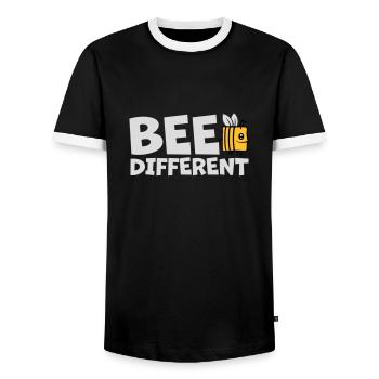 bee different saying quote - Men's Ringer Shirt - black/white - Front - AI Model Female 172 light (172cm) & AI Model Male 178 light (178cm)