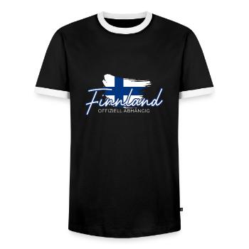 Finnland Offiziell Abhängig Flagge Urlaub Geschenk - Männer Kontrast-T-Shirt - Schwarz/Weiß - Vorne - AI Model Female 172 light (172cm) & AI Model Male 178 light (178cm)