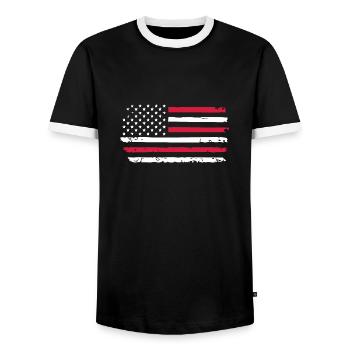 drapeau usa americain amerique us 1 4 M - T-shirt contrasté Homme - noir/blanc - Devant - AI Model Female 172 light (172cm) & AI Model Male 178 light (178cm)