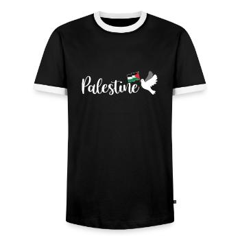 Dawlat Filastin Love Drapeau Palestine - T-shirt contrasté Homme - noir/blanc - Devant - AI Model Female 172 light (172cm) & AI Model Male 178 light (178cm)