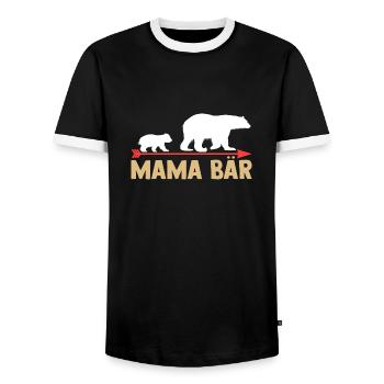 Mutter Mama Bär - Männer Kontrast-T-Shirt - Schwarz/Weiß - Vorne - AI Model Female 172 light (172cm) & AI Model Male 178 light (178cm)