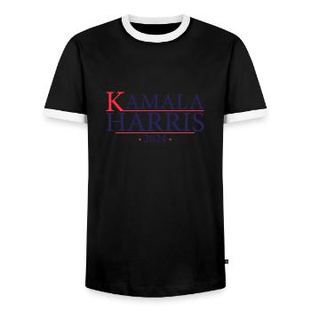 Kamala 2024 - Kamala Harris 2024 pour la présidence - T-shirt contrasté Homme - noir/blanc - Devant - AI Model Female 172 light (172cm) & AI Model Male 178 light (178cm)