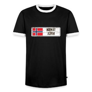 Askim Drapeau de la Norvège - T-shirt contrasté Homme - noir/blanc - Devant - AI Model Female 172 light (172cm) & AI Model Male 178 light (178cm)
