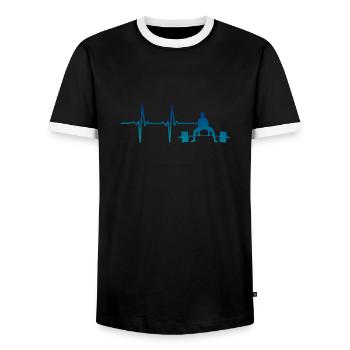 Silhouette de soulevé de terre Heartbeat - T-shirt contrasté Homme - noir/blanc - Devant - AI Model Female 172 light (172cm) & AI Model Male 178 light (178cm)