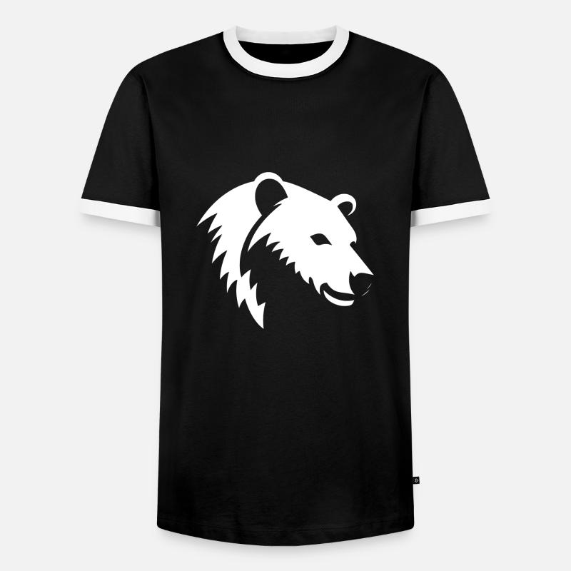 Bär Silhouette eines Eisbärkopfes - Männer Kontrast-T-Shirt - Schwarz/Weiß