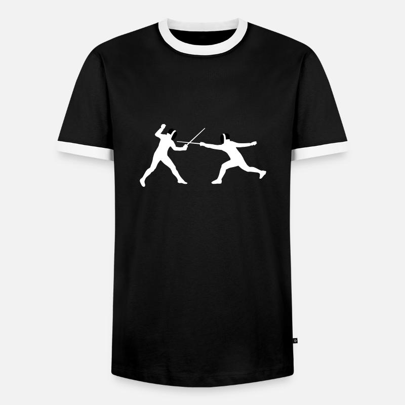 fechter_2c - Männer Kontrast-T-Shirt - Schwarz/Weiß