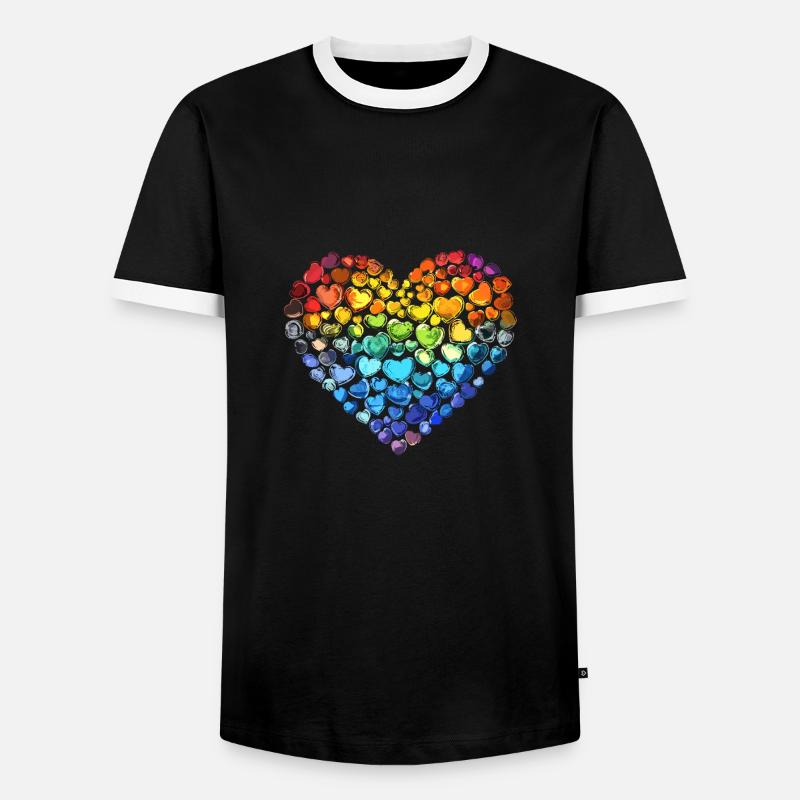 Regenbogen Herz - Männer Kontrast-T-Shirt - Schwarz/Weiß